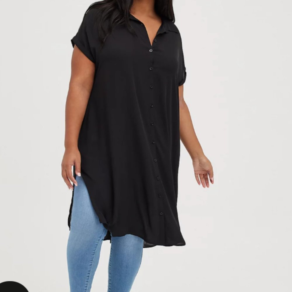 BLACK GEORGETTE DOLMAN TUNIC BLOUSE